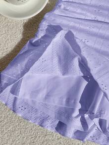 Comfortcana Lilac Hollow Texture Ruched A-Line Mini Skirt - Lilac Purple - View 8