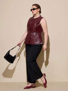 CUCCOO CURVES 女鞋 宽楦 时尚尖头粗跟酒红色后系带露跟鞋 简约经典日常舒适加厚高跟女鞋 大码女鞋 - 玫瑰紅 - 查看 6