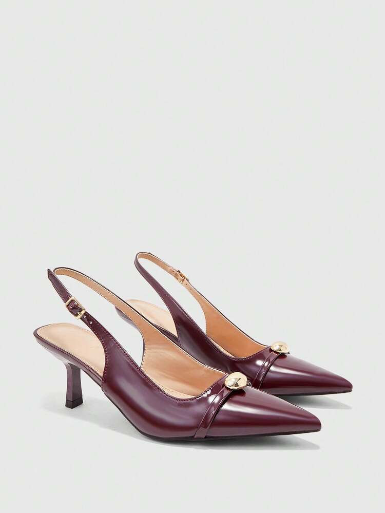 CUCCOO BIZCHIC Elegant Burgundy Pointed Toe High Heel Pumps For Commuting Spring Shoes