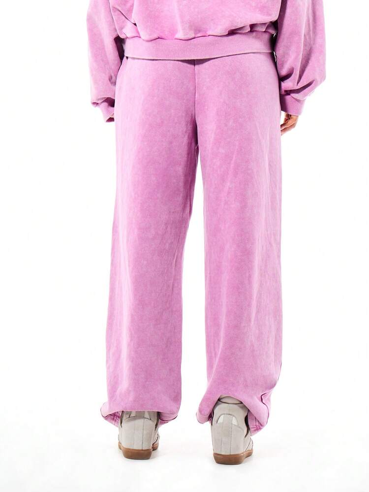 SUMWON WOMEN Pink Graphic Washed Joggers With Text Print