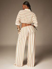 Denimoi 针织直筒套脚裤度假装伊比沙岛休闲服欧洲夏季 - 米色 - 查看 5