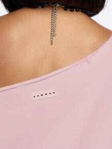 SUMWON WOMEN Women Off Shoulder Sweater Mini Dress With Summer Forever Script Print Casual Date Night Outfit - Baby Pink - View 5