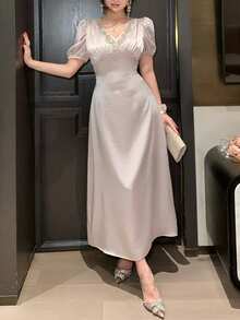 DAZY Elegantes Damenkleid mit Kristallverzierungen, Sommerkleider für Frauen - Aprikosenfarben - Übersicht 6