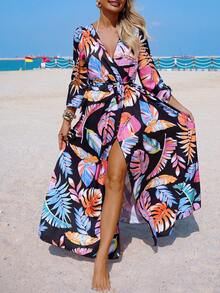 Swim Vcay Women's Random Print Long Sleeve Kimono Cover Up, Summer - Multicolor - View 7