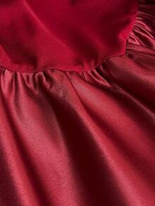 Viva Relle Plus Size Elegant Sexy Patchwork Slip Dress For Summer - Burgundy - View 7