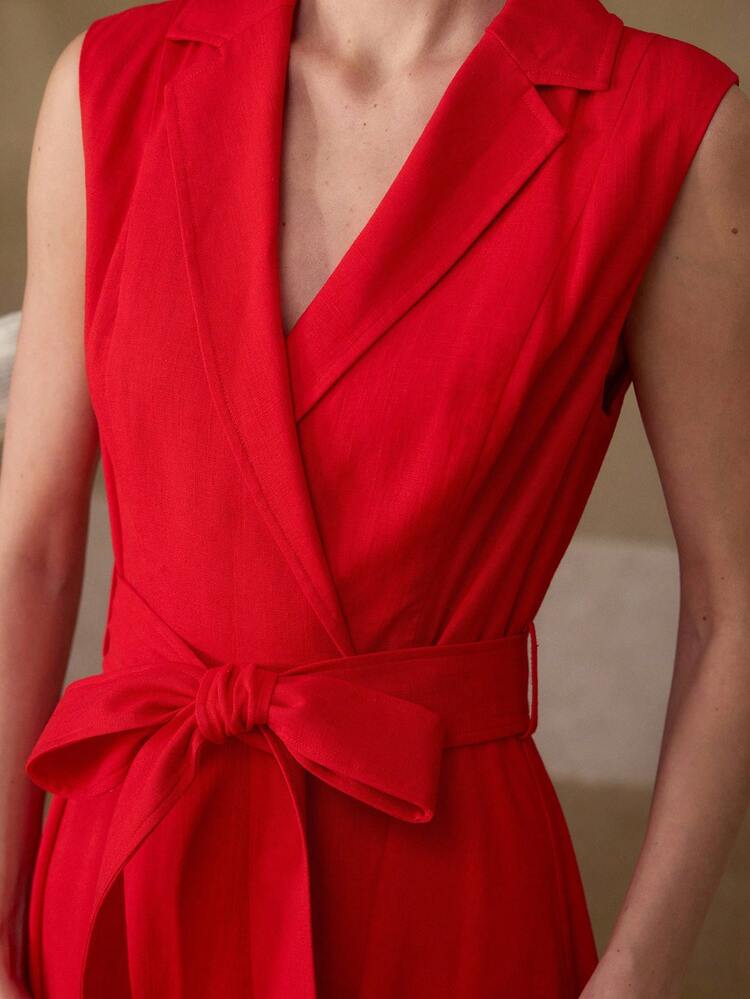 WOMEN'S LINEN MID-LENGTH CASUAL/DATE DRESS, SPRING/SUMMER