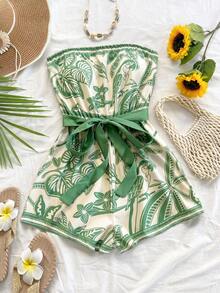 Soleia 新款优雅度假风印花波西米亚风抹胸连体裤 - 彩色 - 查看 4