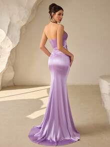 Coutiva 女士纯色优雅正式晚礼服 - 淡紫色 - 查看 2