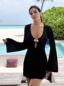 Maca Silvats VESTIDO CUBRE CON RECORTES DECORATIVOS DE METAL - Negro - Ver 3