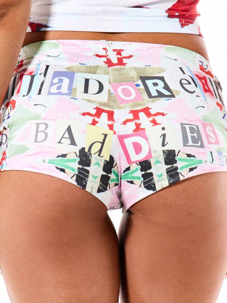 SUMWON WOMEN Graphic Print Hot Pants With Drawstring