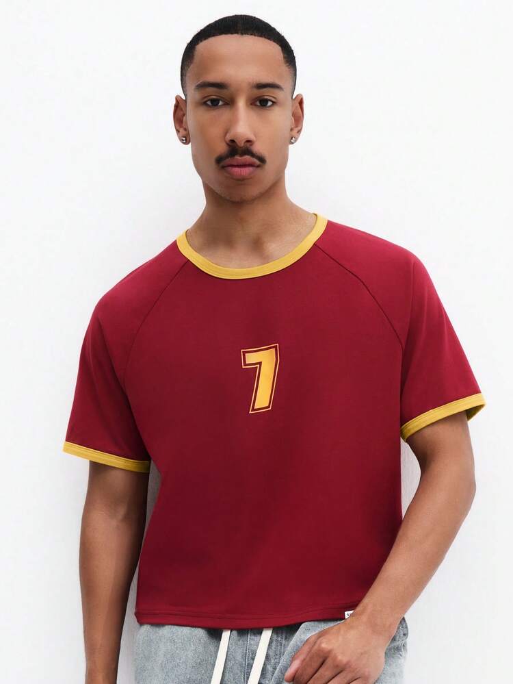 T-shirt slim fit à col rond avec numéro sept