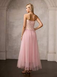 MOTF Soiréza ĐẦM LƯỚI THÊU DÀNH CHO NỮ, ĐẦM DẠ HỘI THANH LỊCH LÃNG MẠN - Hồng - Xem 4