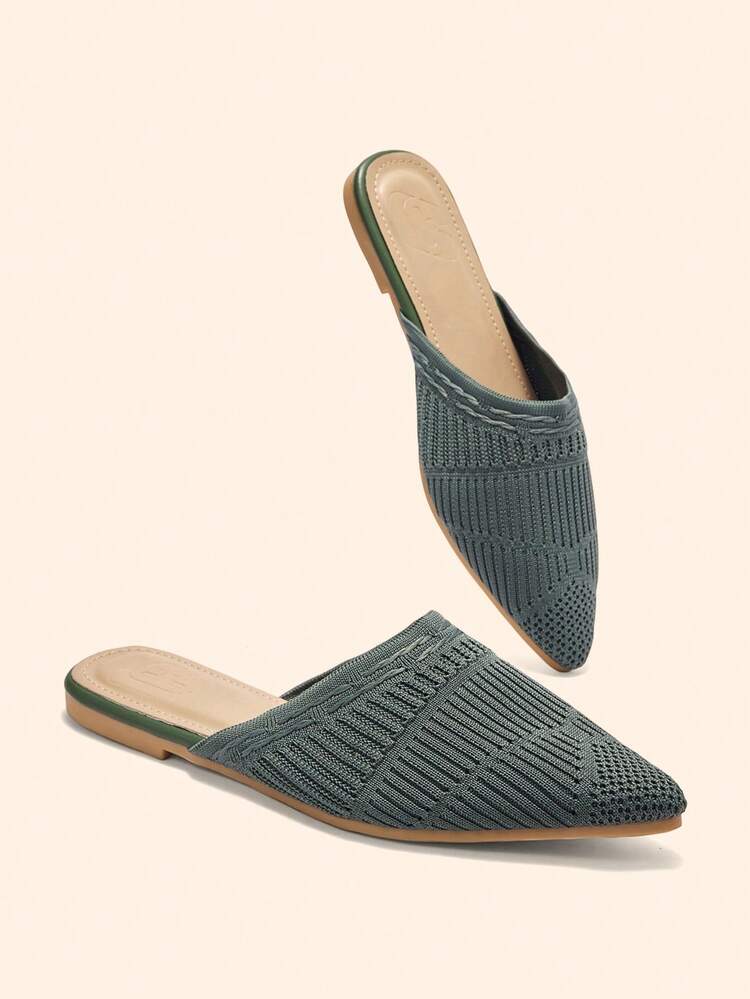 CUCCOO BASICS New Outdoor Women Flat Pointed Toe Mule Slippers, Casual Closed Toe Thick Sole Non-Slip Sandals For Spring/Summer Spring Shoes