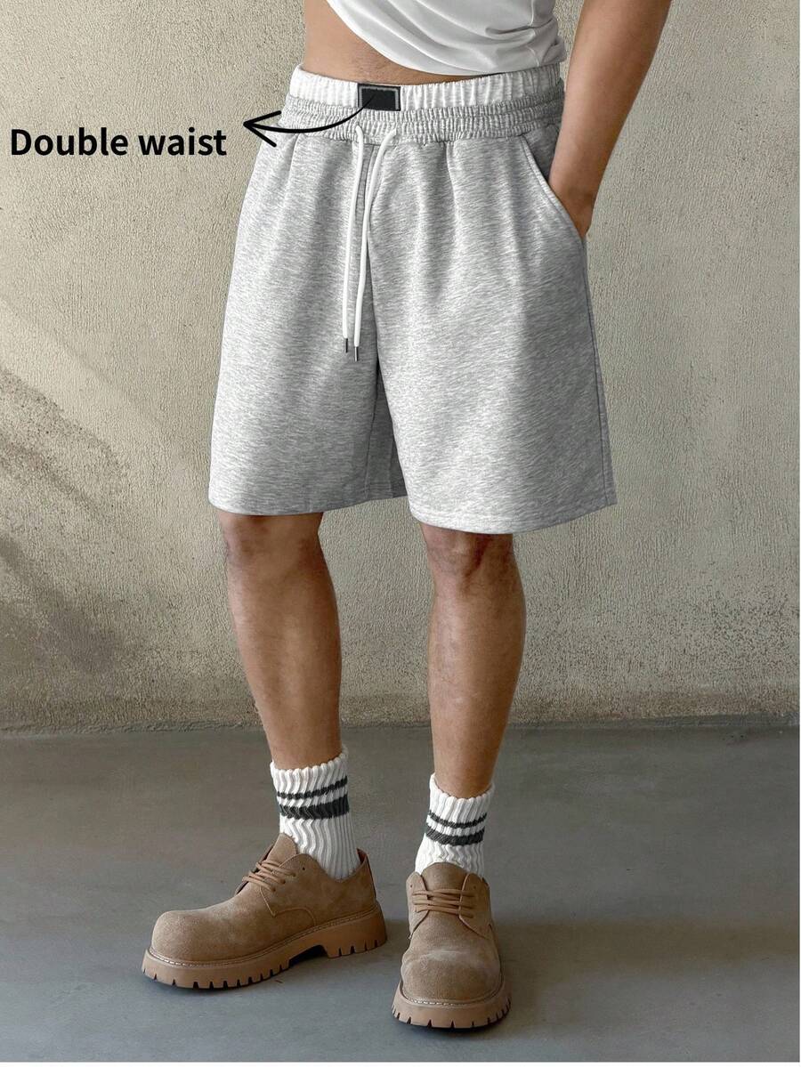 STEELVANCE Men's Summer Casual Sports Contrast Color Drawstring Waist Shorts Double Layered Shorts Men - Light Grey - View 1