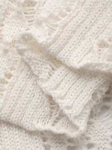 Livesso 女士开襟针织喇叭袖单排扣长款开衫，时尚海滩度假风，春夏秋季 - 白色 - 查看 5