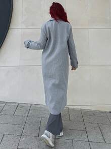 Bearsaez Ladies Lapel Double Breasted Woolen Coat  Fall Winter Cloth For Women - Dark Grey - View 2