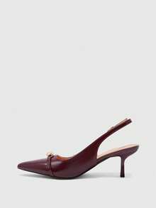 CUCCOO BIZCHIC Elegant Burgundy Pointed Toe High Heel Pumps For Commuting - Burgundy - View 9