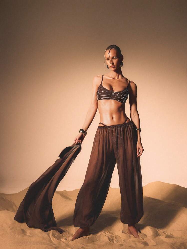 KIZN Chiffon Balloon Trouser With Gathered Ankles