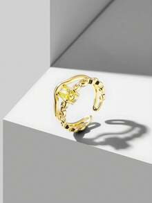 MOTF PREMIUM 18K GOLD PLATED RHINESTONE OPEN RING - Gold-yellow - View 2