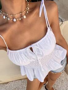 DAZY Women's Casual Vacation Beach Style White Adjustable Strap Camisole Summer - White - View 1