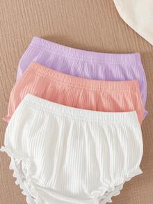 3件套女婴休闲百搭白色弹力腰针织短裤 - 彩色 - 查看 4