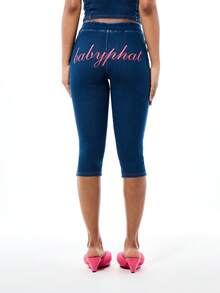 BABYPHAT SDBP681 - QUẦN LEGGING JERSEY CAPRI DENIM LOOK CÓ TOPSTITCH - Màu xanh lam - Xem 1