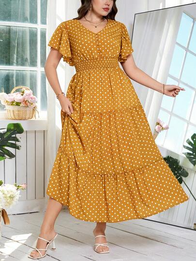 Reflora Plus Size Women V-Neck Polka Dot Ruched Waist Elegant Party Dress  Luxury Evening Dresses For Weddings  Summer Clothes  Summer Outfits Spring Clothing Pring Outfit Summer Dresses Spring Dress  Festival Dresses Elegant  Dresses  Elegant Party Dresses Party Outfit  Wedding Guest Dress Wedding Party Dress  Weddings & Events  Bridesmaid Dress Graduation Dress Graduation Outfit For Mother Going Out Outfits Prom Dress Birthday Dress Birthday Outfits For Women Holiday Outfits For Women  Vacation Outfits For Women  Holiday Outfits   Formal Dress  Luxury Women's Jalabiya  Luxury Women's Abaya Beach Dress Beach Vacation Outfits For Women Vacation Dress Beach Vacation Outfits For Women