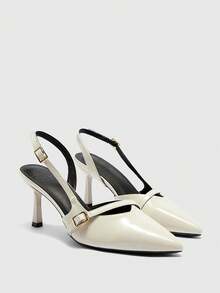 CUCCOO BIZCHIC 女士尖头低帮性感细跟高跟鞋，四季皆宜，适合户外通勤、宴会、派对等场合。 - 米色 - 查看 7