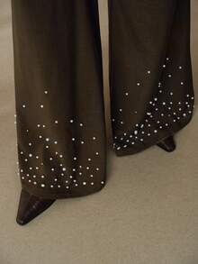 Aveloria Modichic Women's Modern Party, Casual Commute, Relaxed Straight Leg Flare Pants, Suit Trousers - Coffee Brown - View 1