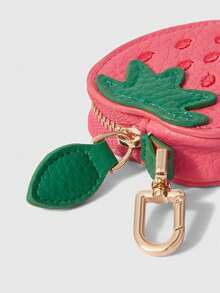 ROMWE Kawaii 1 Girl's Heart Three-Dimensional Strawberry Pattern Leather Change Bag, Sweet Fruit Shape Hanging Change Storage Bag, Versatile Bag Pendant. - strawberry - View 4