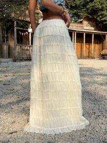 Muchica Falda larga fruncida sin cinturón - Albaricoque - Ver 2