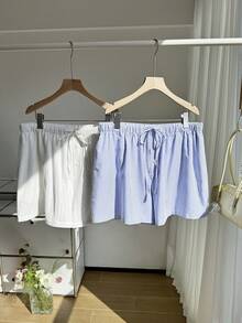 Solflare 大码女装春夏腰带条纹口袋休闲短裤，2026嘉年华女装造型，外出、海滩、度假皆宜 - 彩色 - 查看 5