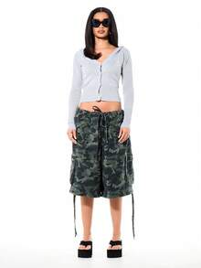 SUMWON WOMEN 女士连帽罗纹开衫休闲毛衣，纽扣前襟长袖针织打底衫 - 灰色 - 查看 3