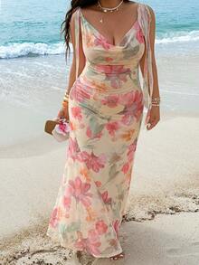 GalTyme Plus Size Women Beach Vacation Allover Print Dress,For Daily Commute,Date, Commute, Party,Fall /Autumn/Winter/Summer,Christmas,New Year,Thanksgiving,Party,Wedding,Beach,Graduati,Chic,Elegant,Casual,Going Out,Date,Appointment,Commute,Shining,Valentine's Day,Elegant ,Vacation,Casual,Y2k,Going Out,Graduation,Beach,Party, Summer Dresses - Multicolor - View 1