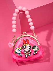 THE POWERPUFF GIRLS X SHEIN 1个透明PVC材质可爱卡通人物印花零钱包，圆球手柄装饰，迷你小包，可作挂件，可存放零钱、硬币、口红、卡片和其他小物件，适合青少年、女性、男性，花花、泡泡、毛毛等图案。 - 粉色 - 查看 6