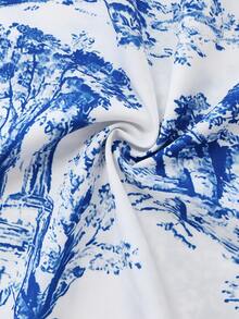 GlowEve 女士蓝白图案吊带露背蝴蝶结腰A字连衣裙，优雅迷人，适合度假、通勤、音乐节、约会、海滩、街头等场合，复古百搭，春夏皆宜。 - 彩色 - 查看 7