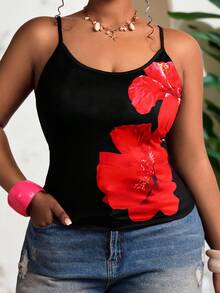 Truni 大码女式复古热带印花性感吊带背心，适合夏季外出穿着 - 彩色 - 查看 4