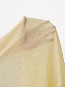 Aalyst 女士春夏优雅浪漫度假连衣裙，圆领，腰部收褶，短袖，A字长款，浅黄色，适合外出、新年、情人节、复活节、母亲节、中东婚礼、职场、休闲等场合。 - 淡黃色 - 查看 7