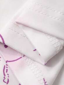 DAZY 可爱快乐小狗印花荷叶边女士睡衣套装 - 白色 - 查看 9