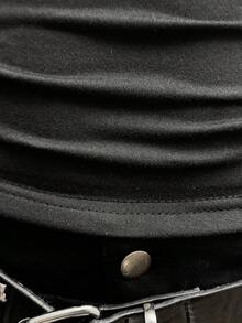 StreetHx Women's Street Style 2 In 1 Plaid Short Sleeve Shirt - Black - View 5