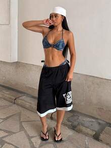 StreetHx 女士夏季休闲篮球短裤 - 黑色 - 查看 4