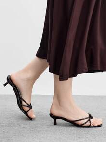 CUCCOO BIZCHIC Women Shoes Spring And Summer New Burgundy Thin Strips Women's High Heel Sandals Slippers Simple, Fashion And Comfort Versatile Commuter Sexy Women's Sandals Women's Shoes - Burgundy - View 4