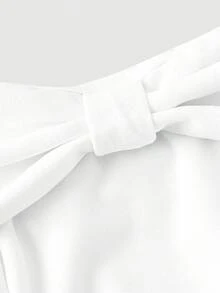 SHEIN MOD 女士优雅纯色露肩中长连衣裙，夏季 - 白色 - 查看 4