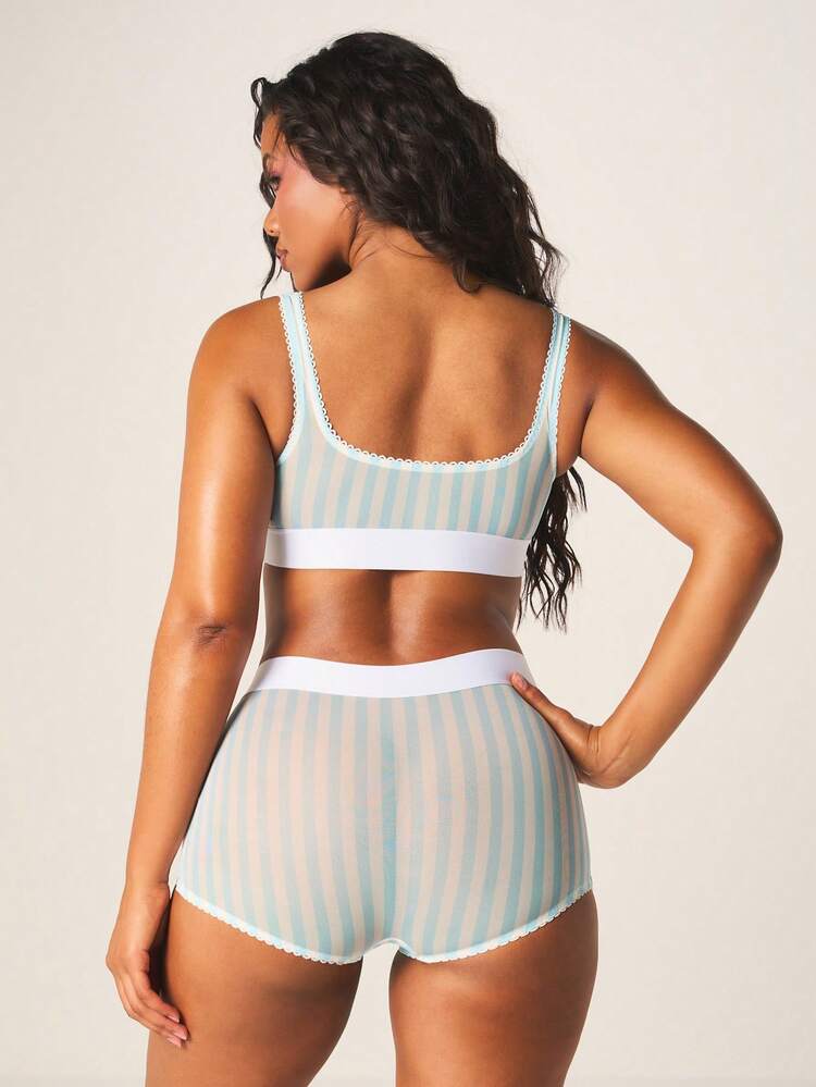 MISSGUIDED Striped Mesh Boyshort With Elastic Waistband