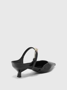 CUCCOO BIZCHIC Pointed Toe Commuter Black Kitten Heel Slip-On Pumps, Versatile Daily Work High Heels For Women Spring Shoes - Black - View 9