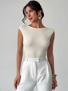 Firerie Women's Elegant Romantic Asymmetric Collar Fashionable Commuter Sexy Elegant Bodysuit, Suitable For Party, Vacation, Romantic Date And Wedding Birthday, Knitted Texture Criss-Cross Strap Fitted Apricot Bodysuit - Apricot - View 2