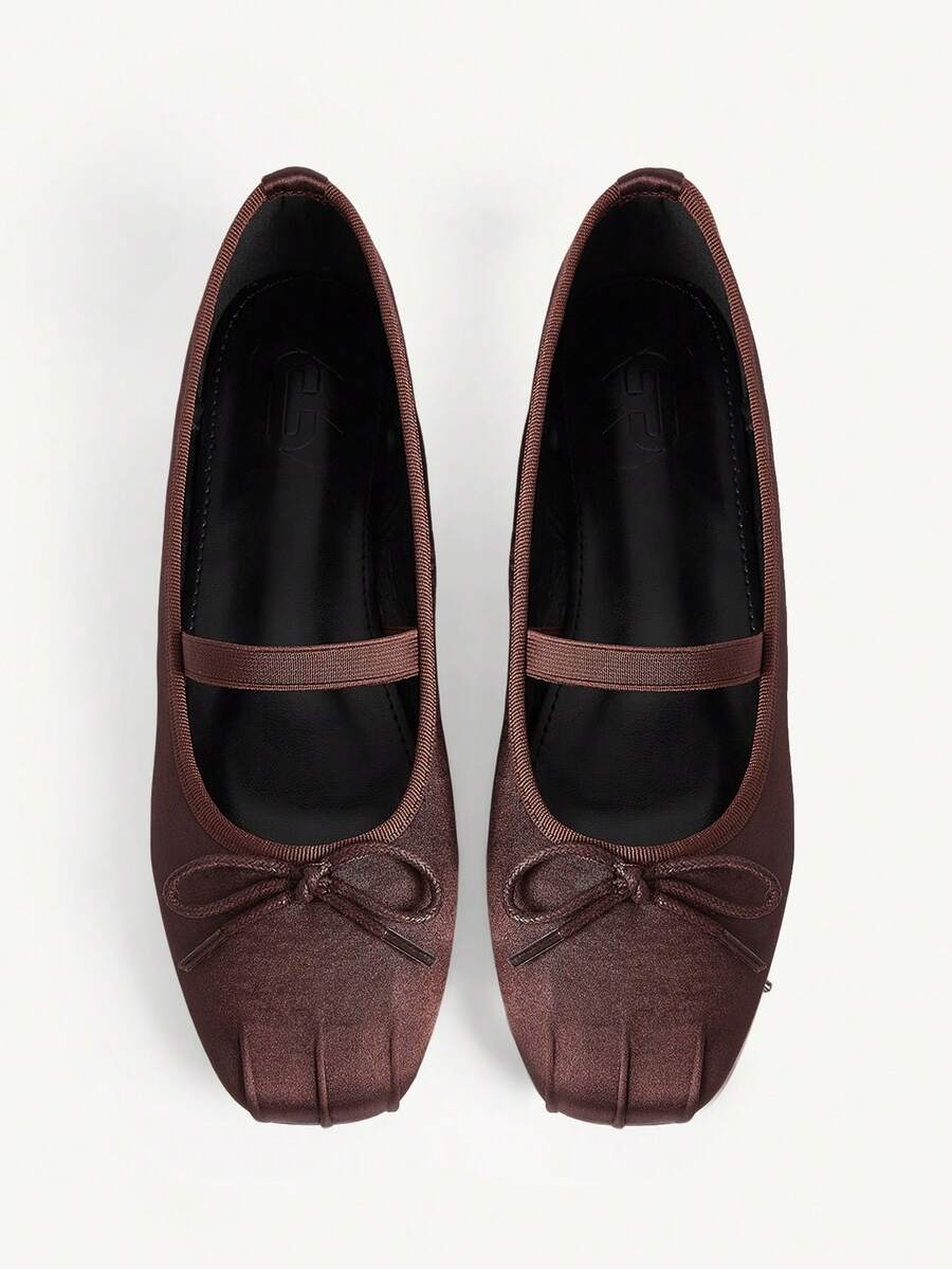 CUCCOO CHICEST Giày bệt nữ, giày bít mũi vuông thêu lưới, kiểu dáng thanh lịch và quyến rũ, giày cưới sang trọng. - Cà phê - Xem 1