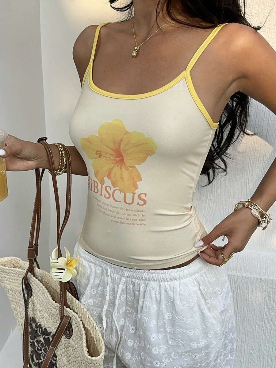 EMERY ROSE 女士印花休闲百搭夏季吊带衫 - 彩色 - 查看 1