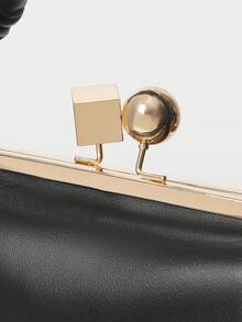 MOTF WOMEN'S KNOT STRAP KISS LOCK HANDBAG - Black - View 5