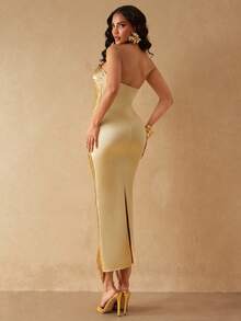 Silquee A Sexy Women's Dress Perfect For Spring/Summer, Suitable For Beach Vacations, Afternoon Tea, Dates, Casual Wear, And Holidays. This Elegant And Sexy Dress Is Ideal For Beach Vacations, Seaside Trips, And Beach Dates. Sexy Maxi Dress. Elegant Dresses For Women, Summer Dress, Beach Dresses, Wedding Party Dress, Wedding Guest Dress For Women Babyphat Filipiniana - Gold - View 2